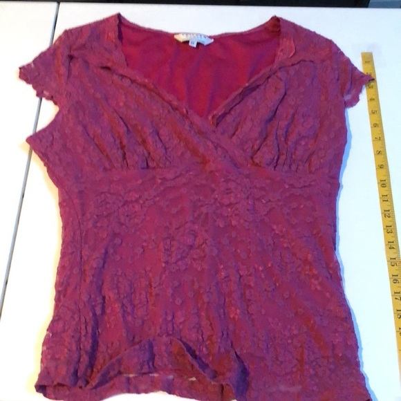 𝅺Uniform Women by John Paul Richard size  1X pink lace V- neck top cap sleeves, - Picture 1 of 10